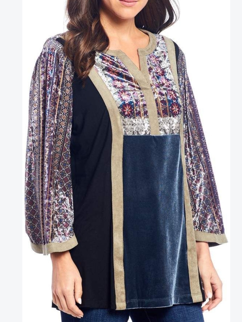 John Mark Velvet Tunic Top SZ L EUC